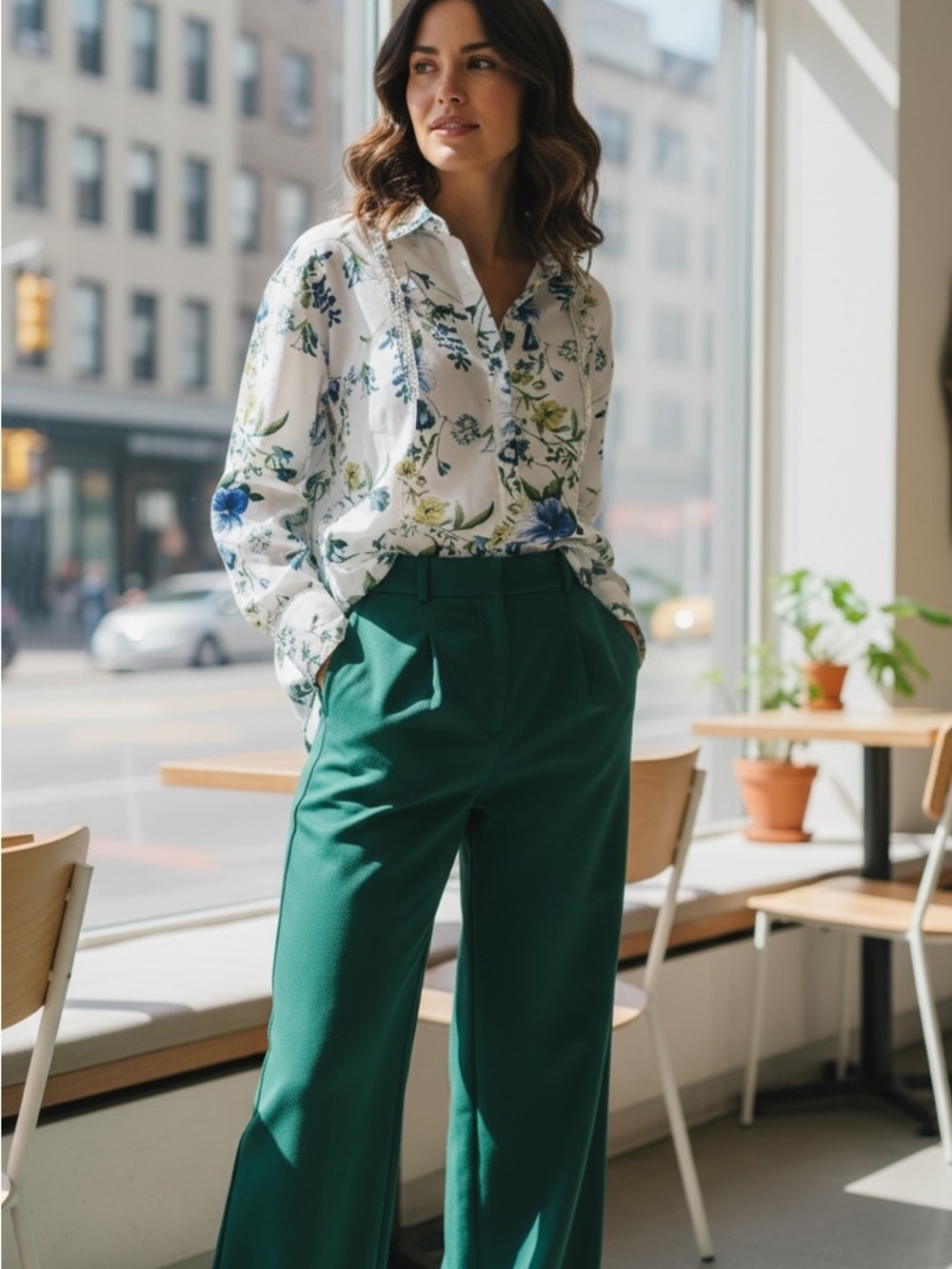 LOFT Emerald Green Wide Leg Pants